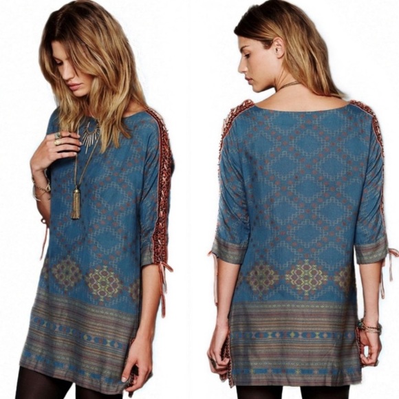 Free People New Romantics Stole My Heart Dress Bohemian Style Chain Link Medium - Picture 1 of 15